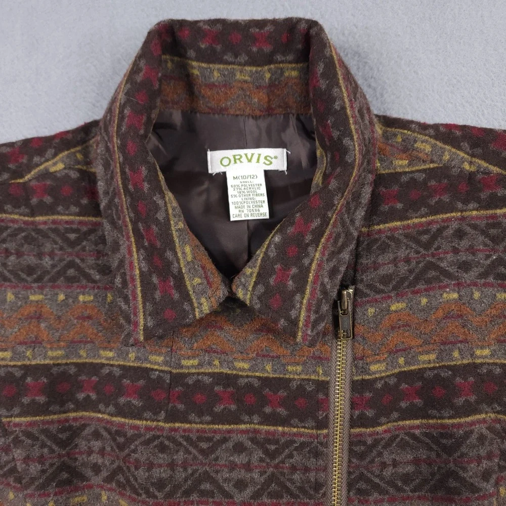 Orvis Vest Womens M 10/12 Brown Southwestern Wool Blend Full Zip Aztec Outdoor - Picture 3 of 9